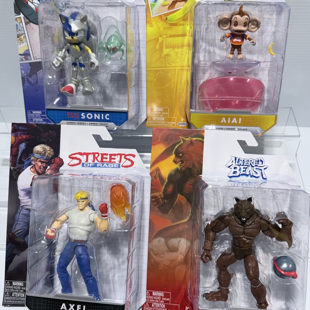Lot Of 4 Jakks SEGA Video Game Sonic Altered Beast Streets Of Rage Aiai Figures